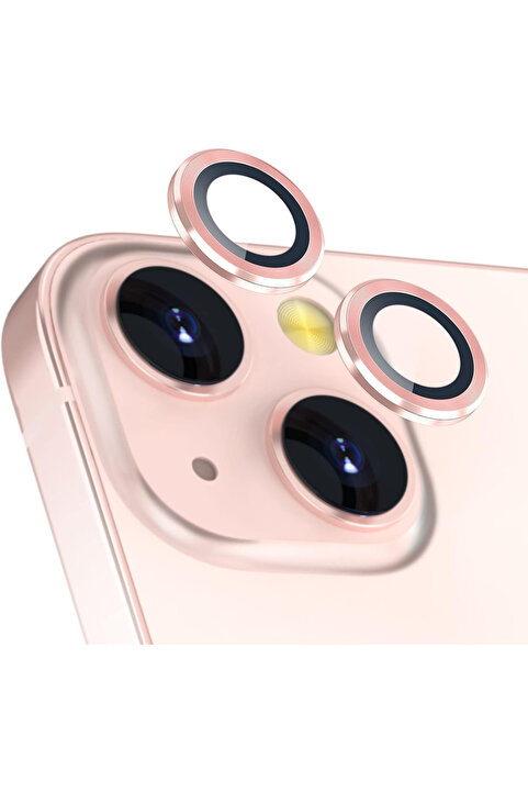 Fibaks iPhone 13 / 13 Mini Kamera Lens Koruyucu Temperli Cam Koruma Rose
