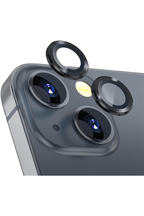 Fibaks iPhone 15/14/Plus/16E/17E Kamera Lens Koruyucu Temperli Kırılmaz Cam Koruma Siyah