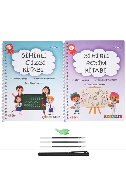 ESOKAL Eso SihirliÇizgi  Ve Resim Kitabı - Eğitici Ve Eğlenceli Aktivite Kitabı - Oluklu- (3-7 Yaş )