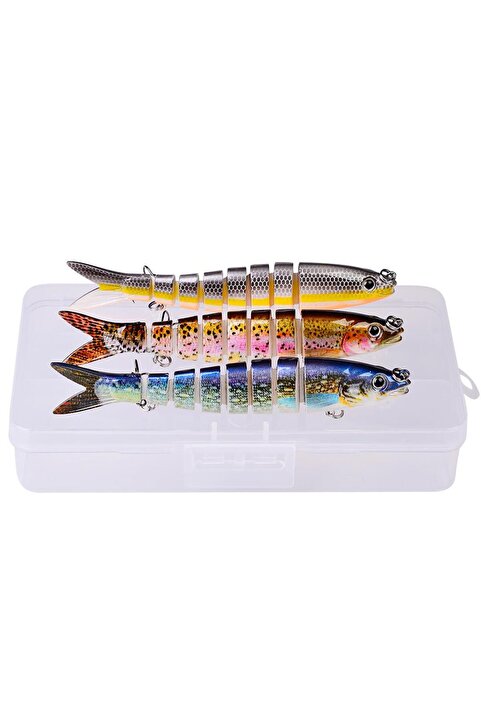 valkyrie 3 Adet 8 Eklemli 3d Oynak Rapala Sahte Balık Yem Seti Tatlı Ve Tuzlu Su Uyumlu Wobblers Swi
