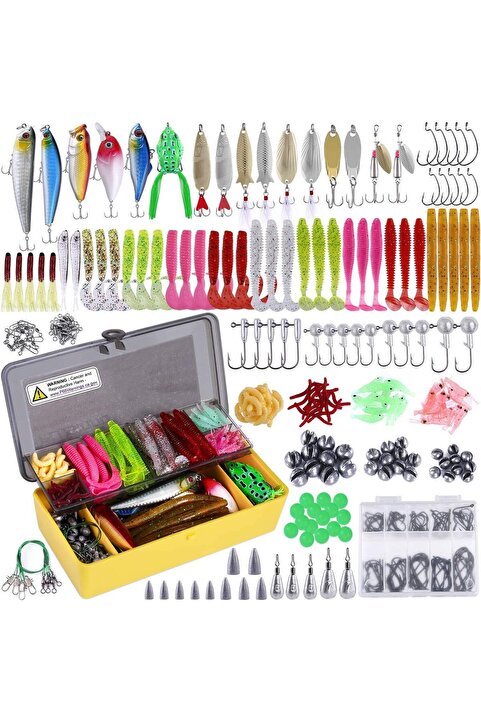 valkyrie 302 Parça Çantalı Balık Olta İğne Silikon Kurşun Sahte Yem Seti 1. Kalite Komple Set Katlan