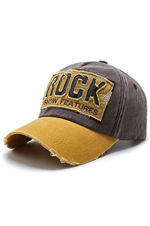 valkyrie Rock Eskitme Trucker Şapka Unisex Metal Tokalı Ayarlanabilir Vintage Hardal