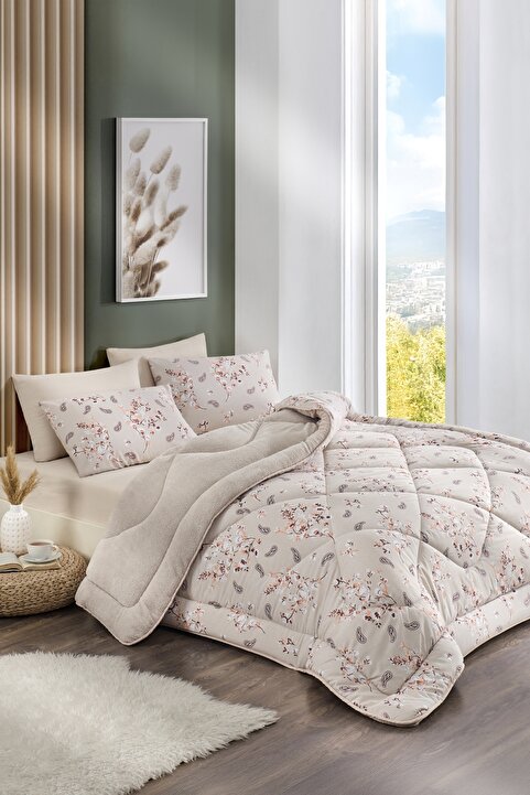 MARLA HOME Çift Kişilik Welsoft Yorgan Uyku Seti | Lastikli Çarşaflı | Bahar