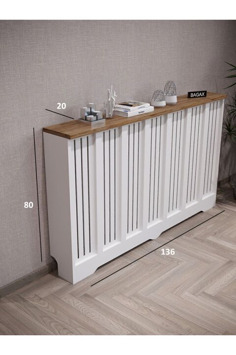 BAGAX Petek Üstü Dekoratif Dresuar – Kalorifer Gizleme Antre Konsolu | Dar Alanlar İçin Modern ( iç 136 ) ( dış 140 cm ) D2