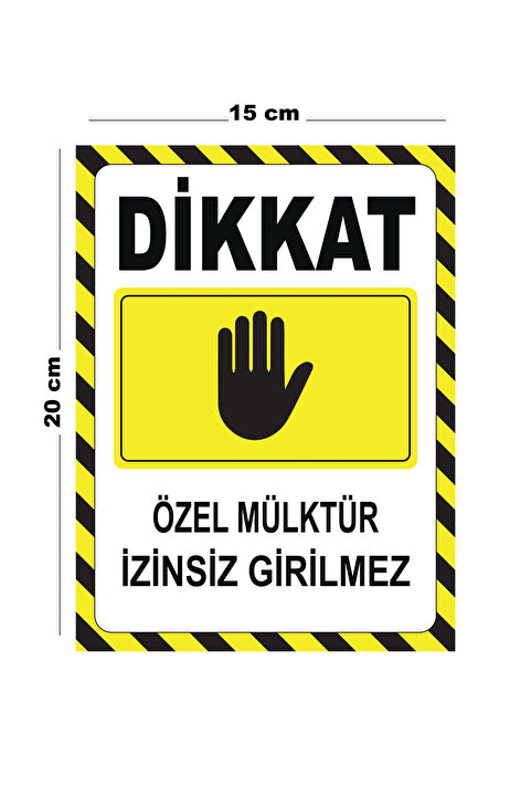 Lucena Metal Dikkat Özel Mülktür İzinsiz Girilmez 15cm x 20cm Uyarı Levhası Yönlendirme Tabelası