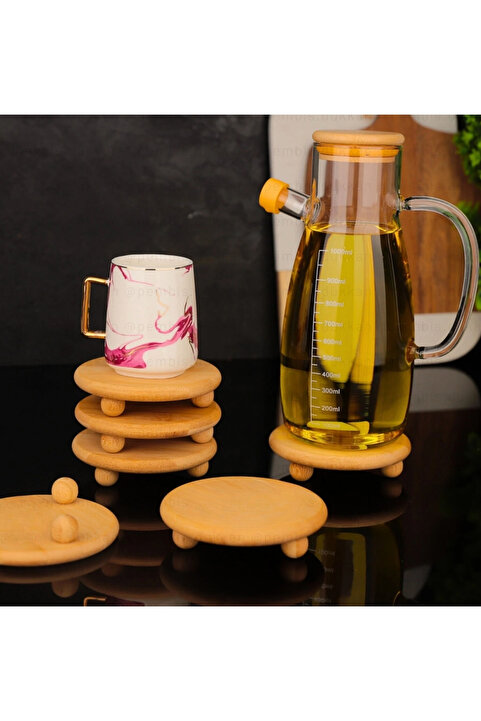 KOLETİC STORE BAMBU MİSKET AYAKLI YUVARLAK MİNİ ALTLIK YAĞDANLIK ALTLIĞI