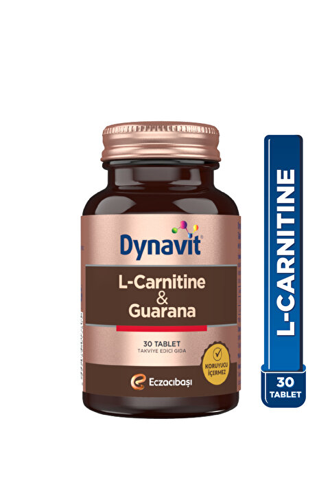 Dynavit L-Carnitine & Guarana 30 Tablet - 500mg L-Karnitin&250mg Guarana - Yağ Yakımı&Spor Desteği