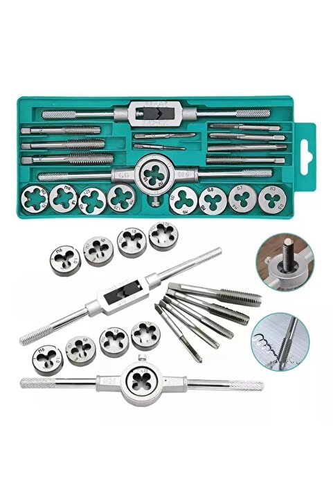 valkyrie 20 Parça Klavuz Pafta Seti Metrik Set M3-M12 Arası 20li Takım