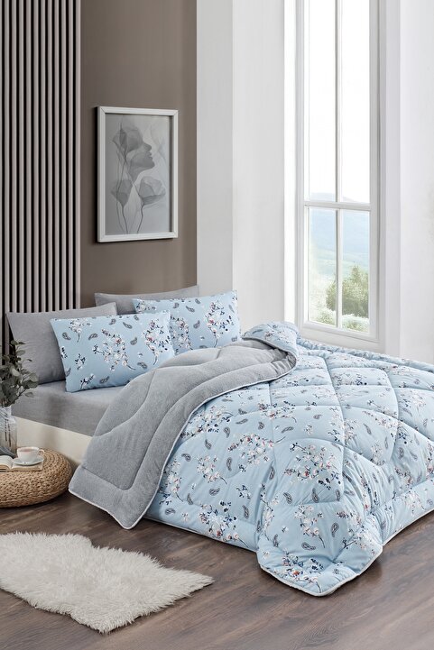MARLA HOME Çift Kişilik Welsoft Yorgan Uyku Seti | Lastikli Çarşaflı | Bahar