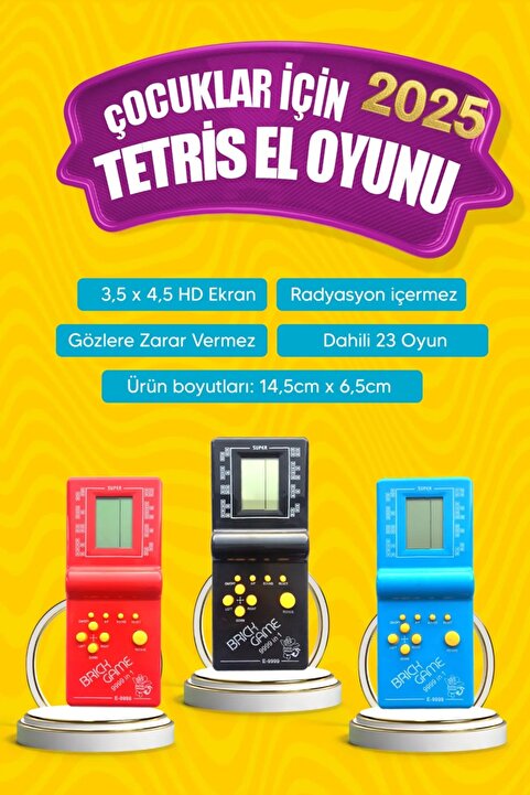 Genel Markalar Tetris Nostaljik Oyuncak Atari Tetris El Atarisi Unutulmayan Tetris Oyun basic fun
