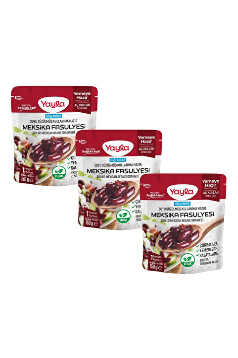Yayla Haşlanmış Suyu Süzülmüş Meksika Fasulyesi 150 gr X3