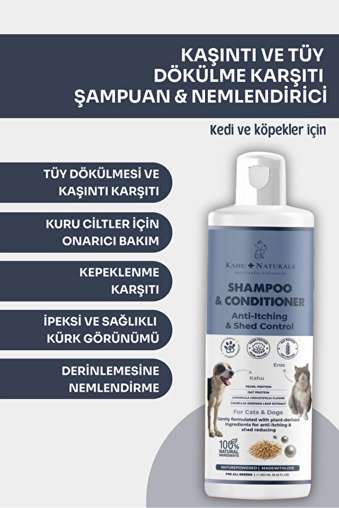 Kahu Naturals Spiritually Connected Kaşıntı Tüy Dökülme Karşıtı Organik Şampuan Nemlendirici,Yulaf,İnci Proteini,Yeşilçay,Lavanta,250 ml