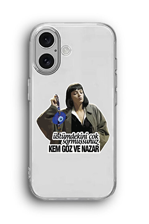 SUPER FRAME iPhone 16 Uyumlu Kem Göz ve Nazar Desenli Silikon Şeffaf Telefon Kılıfı
