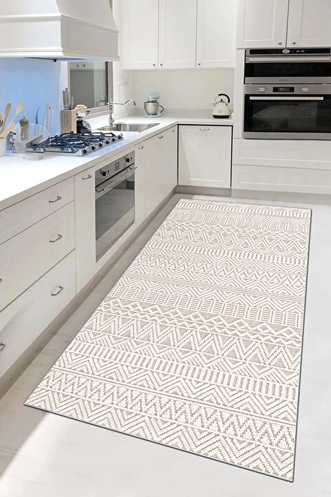 Hülya Home Mutfak Halısı Geometrik İskandinav Eskitmeli Dijital Baskı Yıkanabilir Kaymaz Taban 8142MUTFAKHULYA