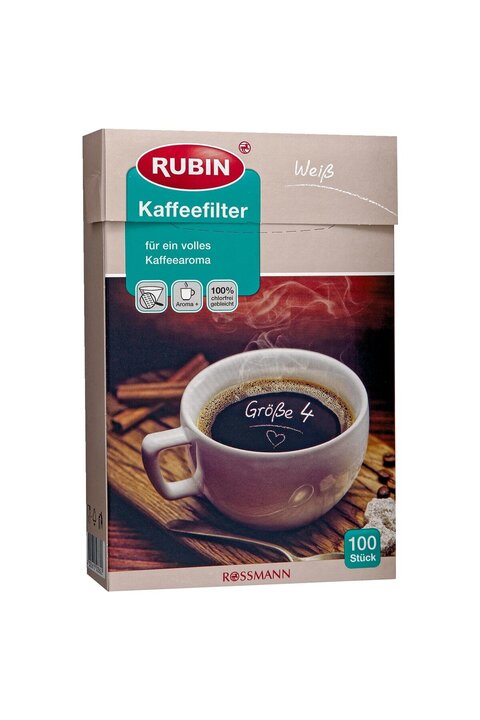 Rubin Beyaz Renkli Kahve Filtresi, No:4, 100'lü