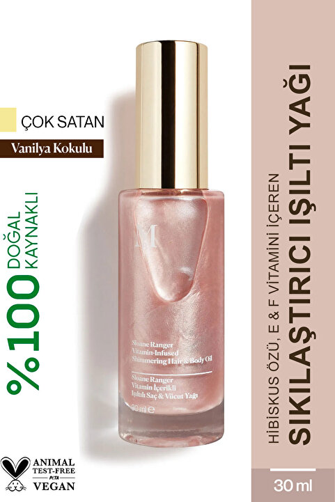 MİSBAHÇE Sloane Ranger Vitamin Içerikli Işıltılı Saç & Vücut Yağı Vanilya 30 ml
