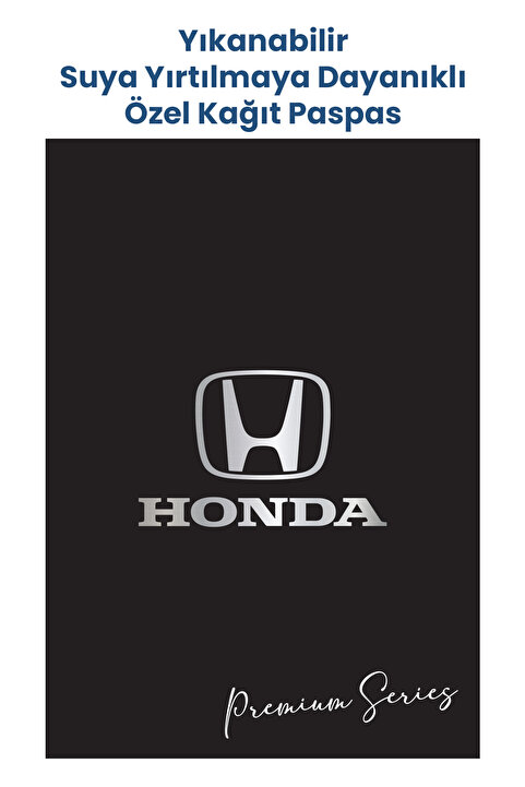 BALKAN AMBALAJ Suya Dayanıklı Yıkanabilir Honda Oto Paspas Kağıdı Siyah Gümüş Baskı 50 Adet - 35x50cm - Kalın