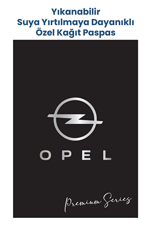 BALKAN AMBALAJ Suya Dayanıklı Yıkanabilir Opel Oto Paspas Kağıdı Siyah Gümüş Baskı 50 Adet - 35x50cm - Kalın