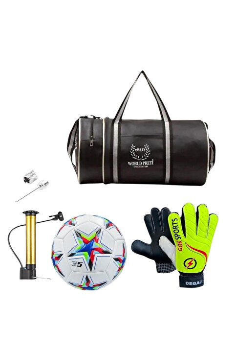 Gök Sports Çocuk Kaleci Eldiveni Silindir Spor Çanta Futbol Topu Pompa Hediyeli