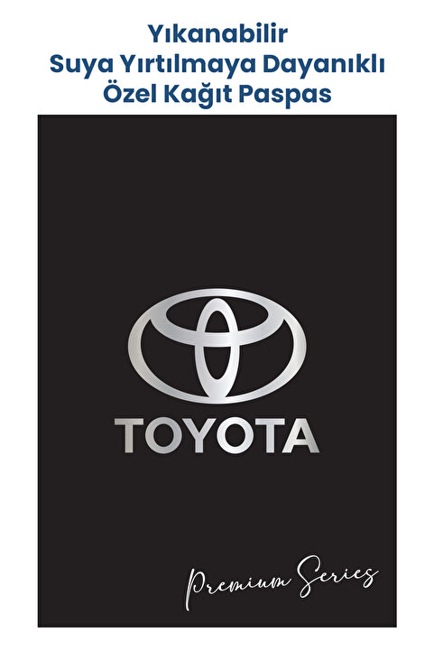 BALKAN AMBALAJ Suya Dayanıklı Yıkanabilir Toyota Oto Paspas Kağıdı Siyah Gümüş Baskı 50 Adet - 35x50cm - Kalın