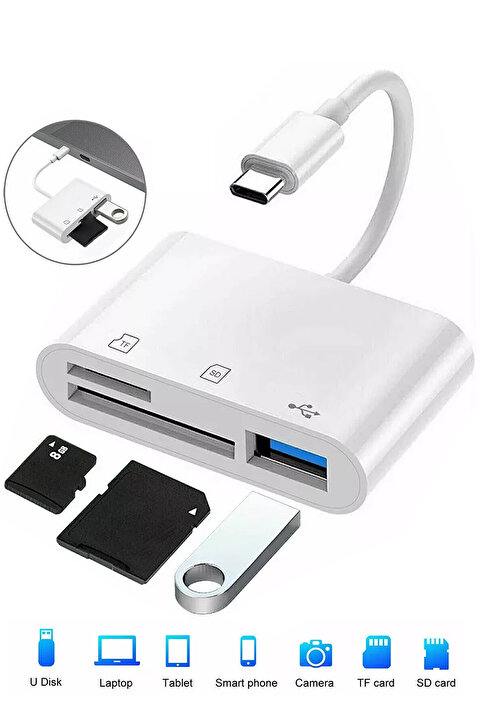 MAXGO 3132 Type-c Usb Otg Tf Sd Micro Kart Okuyucu Card Çevirici Dönüştürücü Adaptör