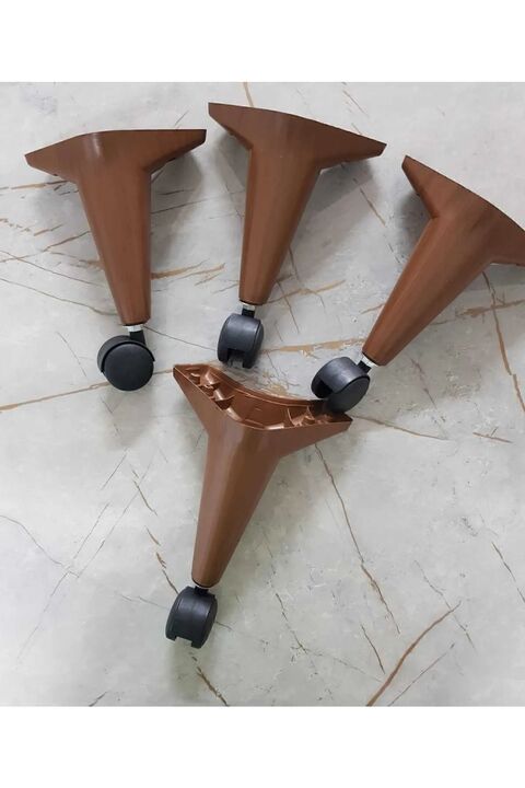 OnurEvimde Tekerlekli Sihirli Sehpa Masa Ayağı 360 Derece Dönebilen 20 Cm 4 Adet Ceviz. Vida Hediyeli!!!