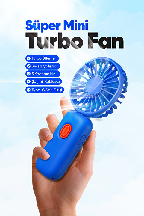 MOEN Taşınılabilir Şarjlı El Fanı - Turbo Üfleme Teknolojisi, 3 Kademe Hız Ayarı, Yüksek Dayanıklılık