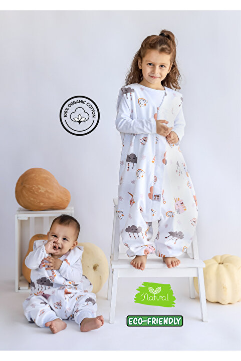 Las Vivas Kids Organik Pamuk Pazen Kışlık Uyku Tulumu, Unicorn Desenli Çocuk Ve Bebek Tulumu