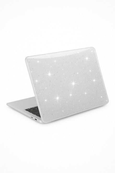 Fibaks Apple Macbook Air 13.6 M2 M3 M4 M5 Çip A2681 A3113 A3240 A3949 Kılıf Simli Şeffaf Tam Koruma Kapak
