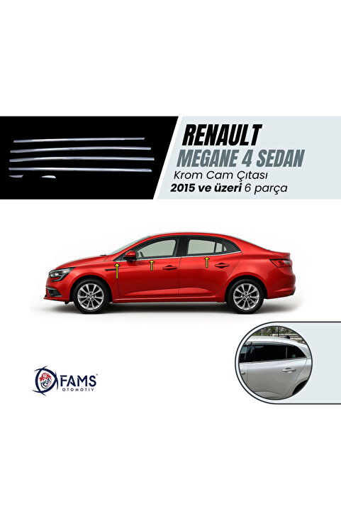 Leonacs Fams Otomotiv Renault Megane 4 Sedan Uyumlu Krom Cam Çıtası 6 Parça 2015 Ve Üzeri Paslanmaz Çelik