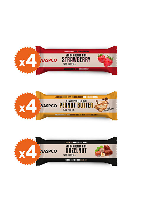 Waspco Vegan Protein Bar Karma Kutu 40g X 12 Adet (3 ÇEŞİT)