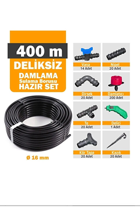 Genel Markalar Tarım Marketim 400 Metre Deliksiz Düz Damla Sulama Sistemi Ve Ek Parçaları