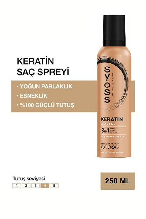 Syoss Styling Keratin Güçlü Tutuş Saç Köpüğü 250 Ml Normal Saçlar