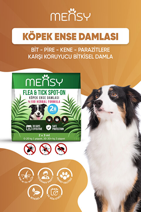 Mensy Köpekler için Bitkisel Ense Damla Deri Bakımım Köpek Spot On Bitkisel Deri Damlası Anti İç Dış Koruma