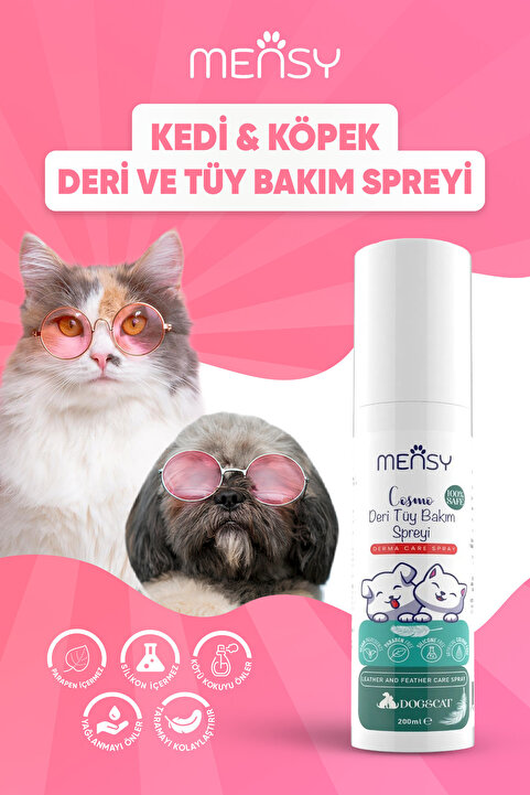Mensy Kedi Ve Köpekler Için Deri Ve Tüy Bakım Spreyi Kıtık Açıcı, Besleyici, Güzel Koku