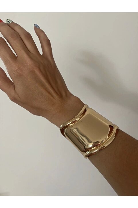 Genel Markalar Tiffany Model Gold Altın Renk Kalın Kelepçe Bilezik