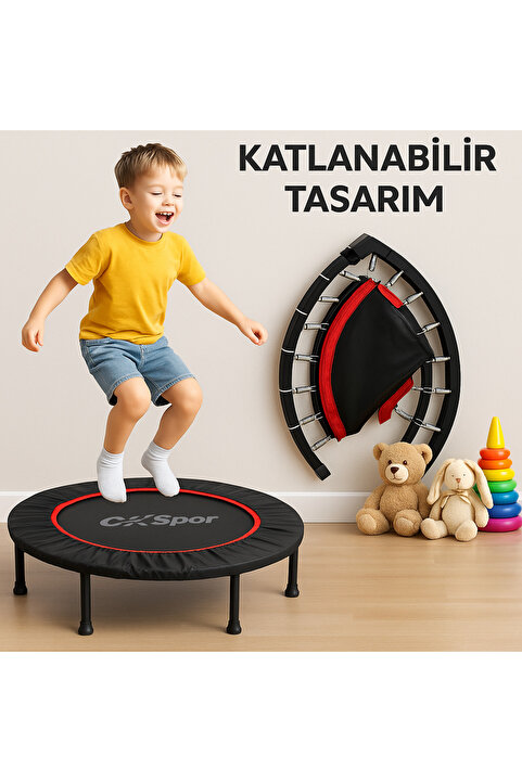 CKSpor 102 Cm Katlanabilir Trambolin Kuruluma Hazır Ev Tipi Trambolin Fitness Trambolini