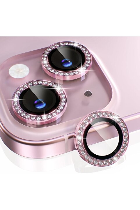 EVAX [Taşlı] iPhone 15 / 15 Plus Uyumlu Taşlı Kamera Lens Koruyucu