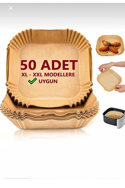 TP Company 50 Adet Airfryer Pişirme Kağıdı Kare Tabak Model Yağlı Kağıt