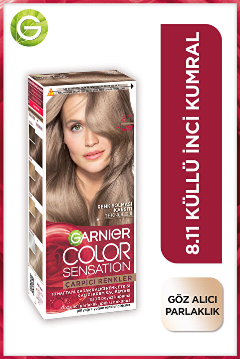 Garnier Çarpıcı Renkler, 8.11 Küllü İnci Kumral, Kalıcı Krem Saç Boyası, Demikit