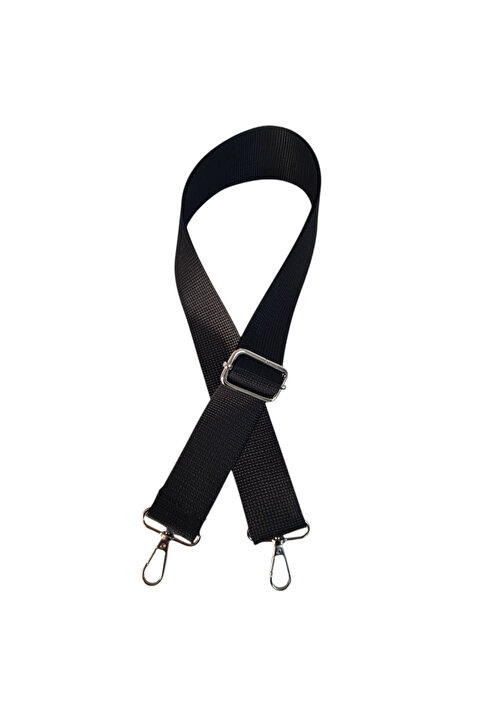 DAPHNE HOME DESİGN Polyester Kolon Ayarlanabilir Çanta ve Telefon Askısı Gümüş Metal Aksesuarlı 120 CM SİYAH