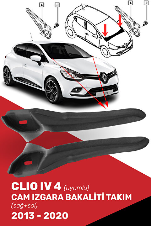 Genel Markalar Clio Iv 4 Uyumlu Cam Izgara Bakaliti Takım Sağ, Sol (2013-2020), 668628650r, 668630559r
