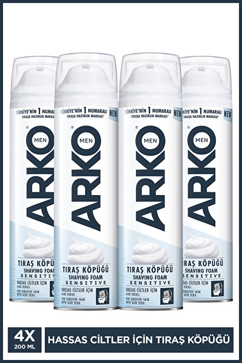 Arko Men Sensitive Hassas Ciltler için Erkek Bakım Tıraş Köpüğü 4x200ml