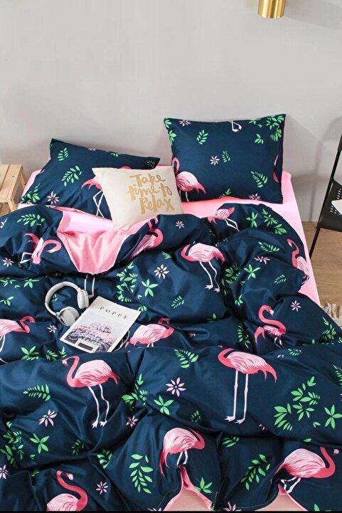 Always Çarşafı Lastikli Tek Kişilik Çift Taraflı Nevresim Takımı Flamingo
