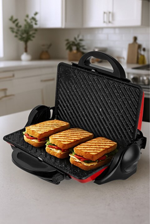 AWOX Orion Tost Ve Izgara Makinesi 180° Açılabilir 1800w Kırmızı