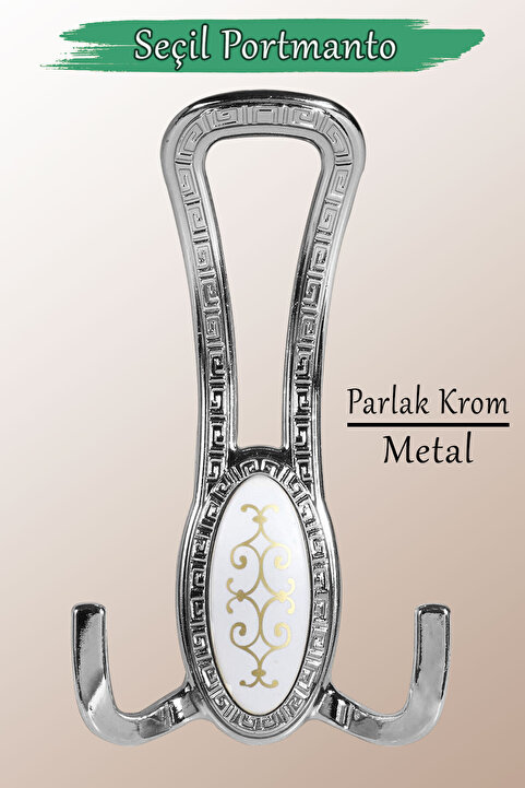 Badem10 Seçil (KROM) Metal Portmanto Vestiyer Duvar Dolap Elbise Mobilya Kapı Askısı Askılığı Askılık