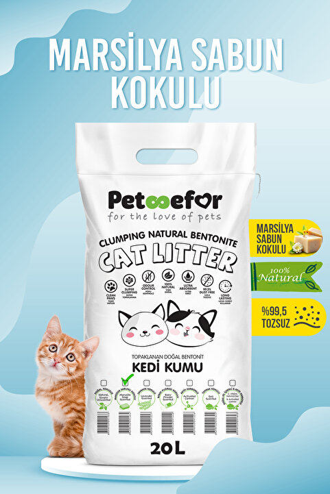 Petefor 20 LT Marsilya Sabunlu Kedi Kumu