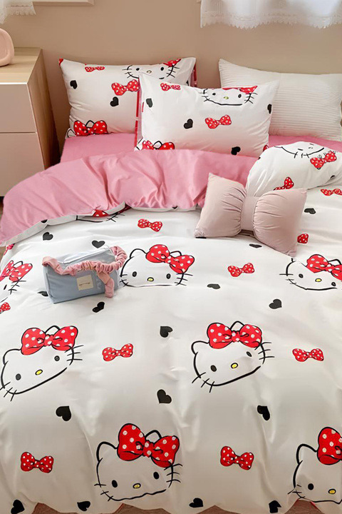 Always Çarşafı Lastikli Tek Kişilik Nevresim Takımı Hello Kitty