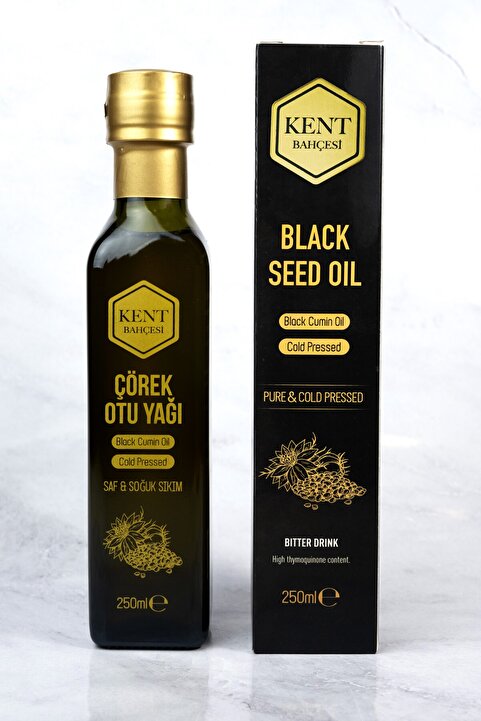 KENT BAHÇESİ Çörek Otu Yağı 250 ml Analizli Soğuk Sıkım %100 Saf Doğal Acı Içim Cold Press Çörekotu Yağı