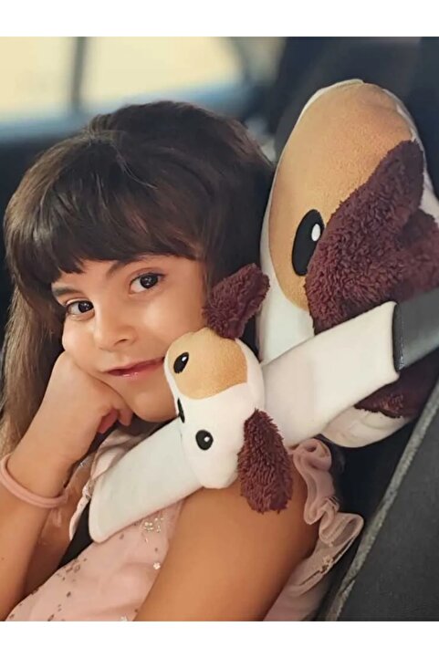 tosbai Araba Boyun Yastığı ve Emniyet Kemeri Kılıfı Seti Hayvan Dostlarım Yol Arkadası